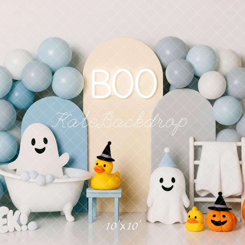 Kate Halloween Ghost Bathtub Balloons Backdrop Designed by Patty Roberts - Kate Backdrop AU