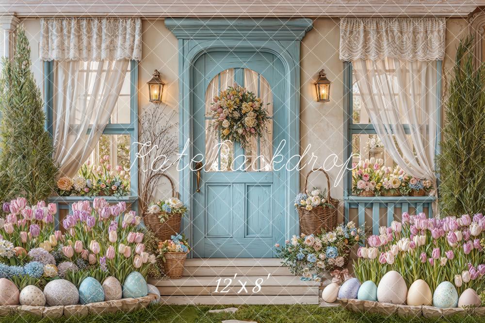 Kate Easter Eggs Door Garden Fleece Backdrop Designed by Emetselch