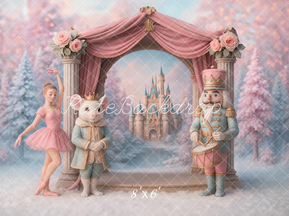 Kate Nutcracker Ballet Castle Arch Pink Backdrop Designed by Ashley Paul - Kate Backdrop AU