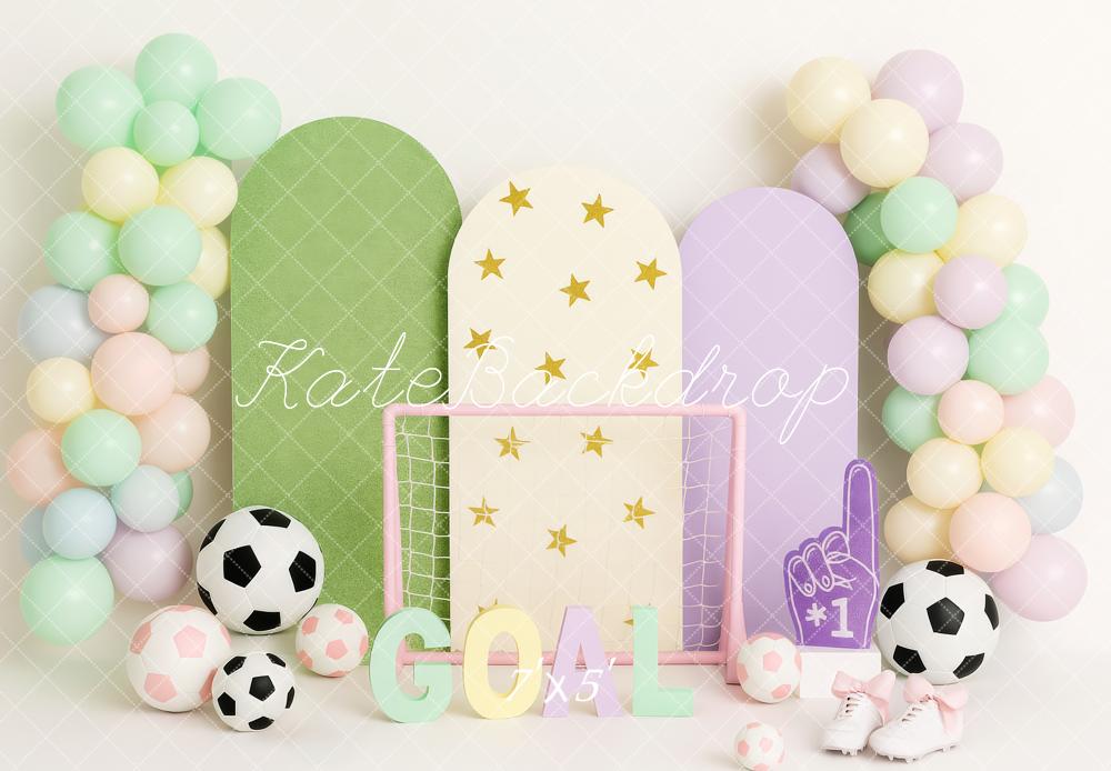 15% OFF Kate Soccer Balloons Goal Stars Pastel Backdrop Designed by Patty Roberts - Kate Backdrop AU
