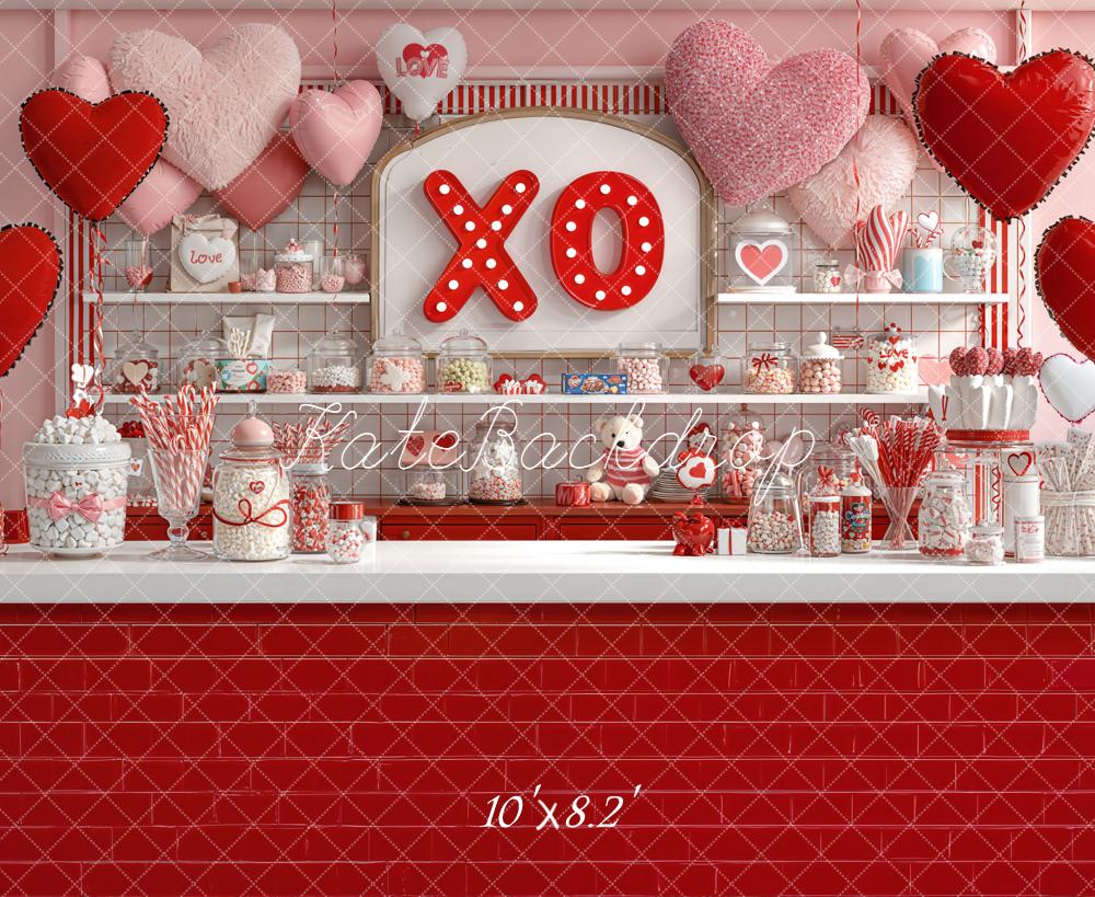 Kate Valentines Day Candy XO Hearts Fleece Backdrop Designed by Emetselch
