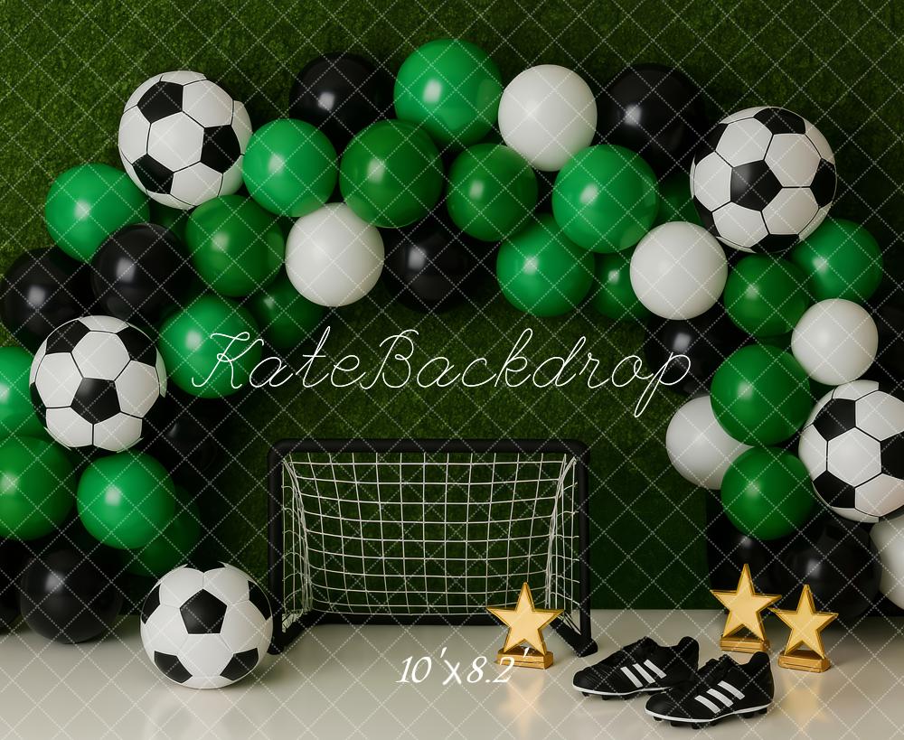 Kate Soccer Balloons Goal Net Grass Backdrop Designed by Patty Roberts