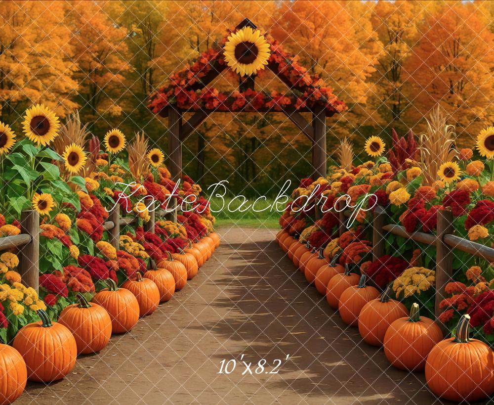 Kate Fall Sunflower Pumpkin Backdrop Designed by Mini MakeBelieve
