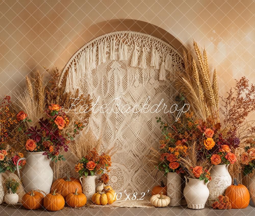 Kate Fall Arch Pumpkin Fleece Backdrop Designed by Emetselch