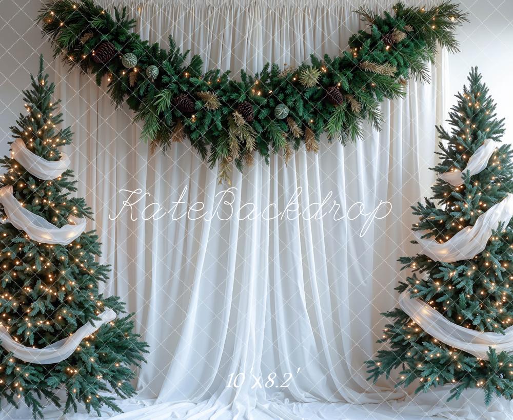 Kate Christmas Tree White Drapes Backdrop Designed by Mini MakeBelieve