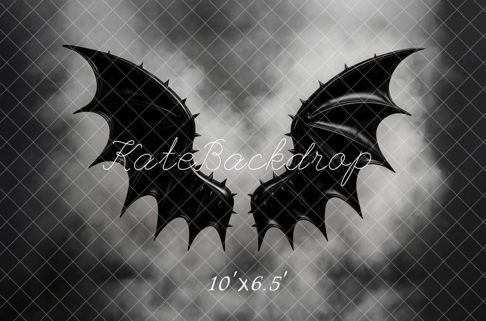 Kate Black Bat Wings Grey Smoke Backdrop Designed by Mini MakeBelieve