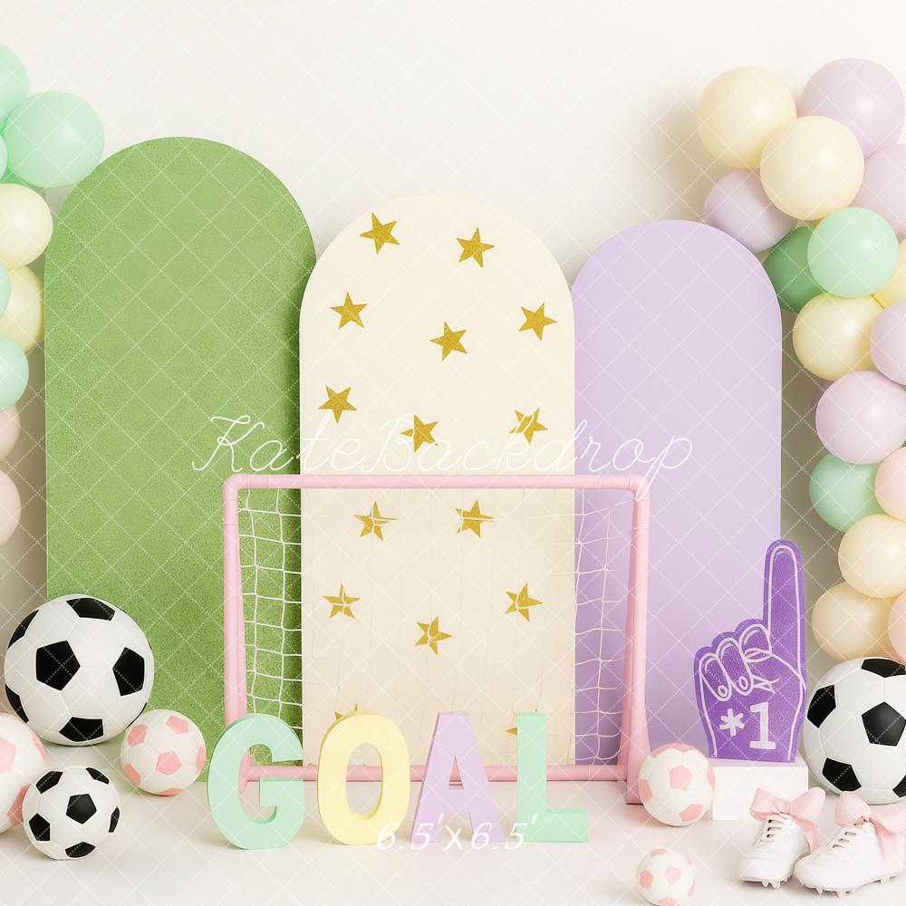 15% OFF Kate Soccer Balloons Goal Stars Pastel Backdrop Designed by Patty Roberts - Kate Backdrop AU