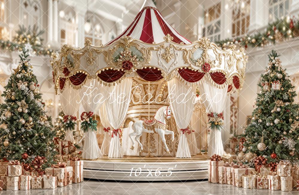 Kate Christmas Carousel Horse Backdrop Designed by Emetselch