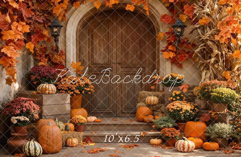 Kate Autumn Pumpkins Wooden Backdrop Designed by Emetselch