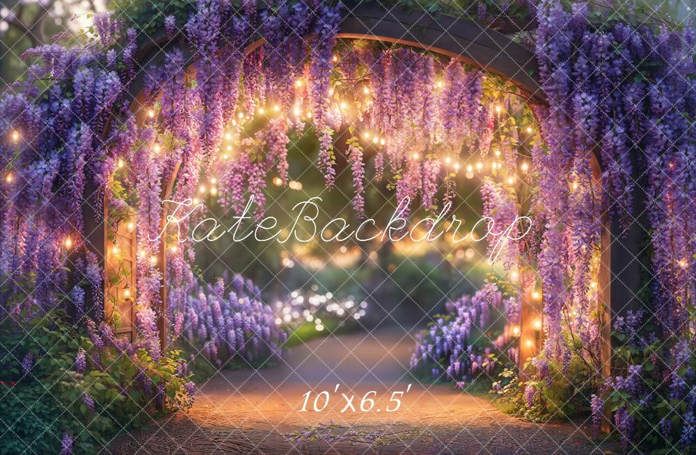 Kate Flower Arch Purple Wisteria Lights Backdrop Designed by Emetselch - Kate Backdrop AU