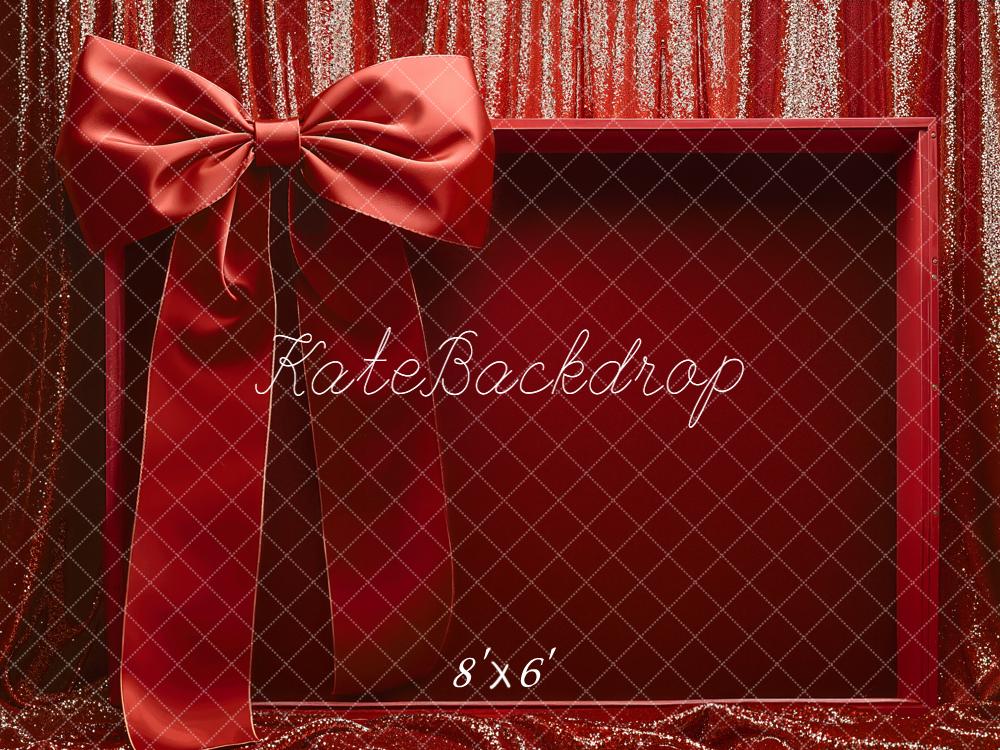 Kate Red Gift Box Large Bow Fleece Backdrop Designed by Emetselch