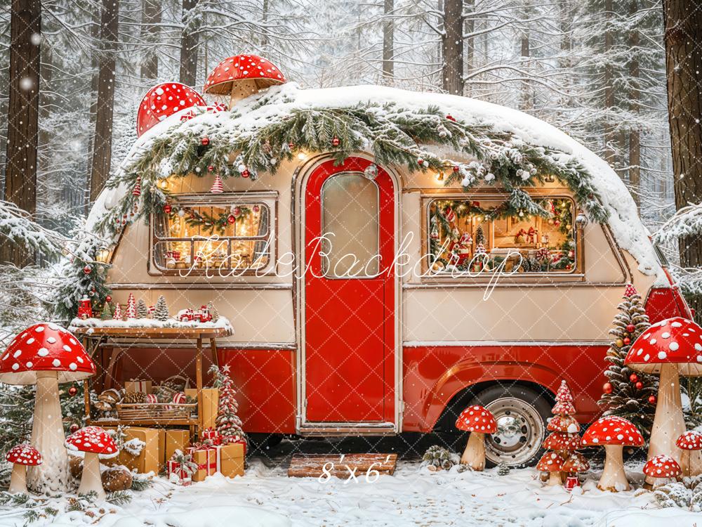 Kate Christmas Snow Mushrooms Backdrop Designed by Emetselch - Kate Backdrop AU