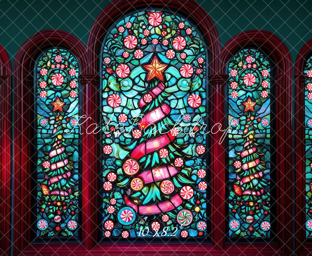 Kate Christmas Stained Glass Trees Backdrop Designed by Mini MakeBelieve - Kate Backdrop AU