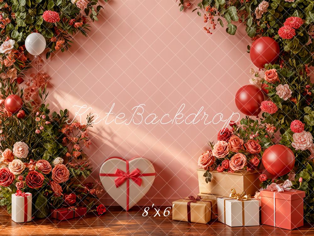Kate Valentines Flowers Balloons Gift Backdrop Designed by Emetselch
