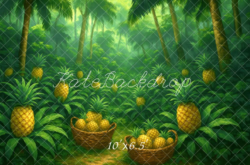 Kate Pineapple Basket Jungle Greenery Backdrop Designed by Megan Leigh - Kate Backdrop AU
