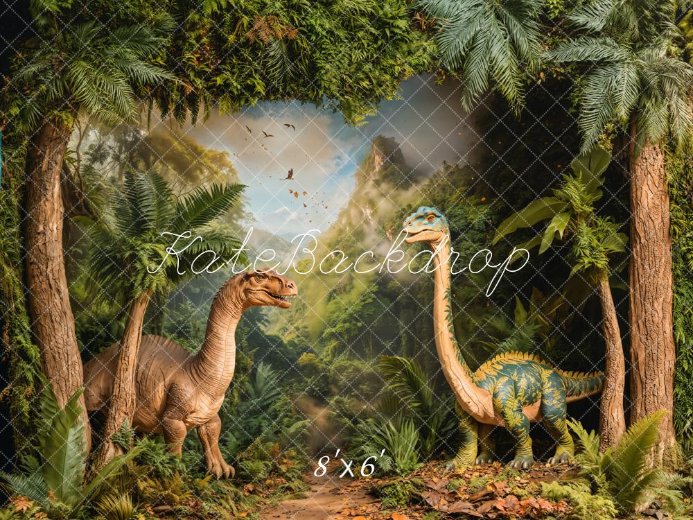 Kate Dinosaur Forest Trees Green Backdrop Designed by Emetselch - Kate Backdrop AU