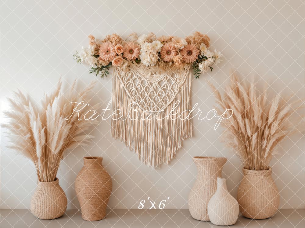 Kate Boho Macrame Pampas Grass Backdrop Designed by Emetselch - Kate Backdrop AU
