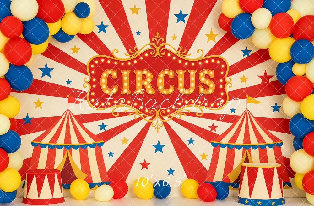 Kate Circus Red White Tents Balloons Backdrop Designed by Patty Roberts