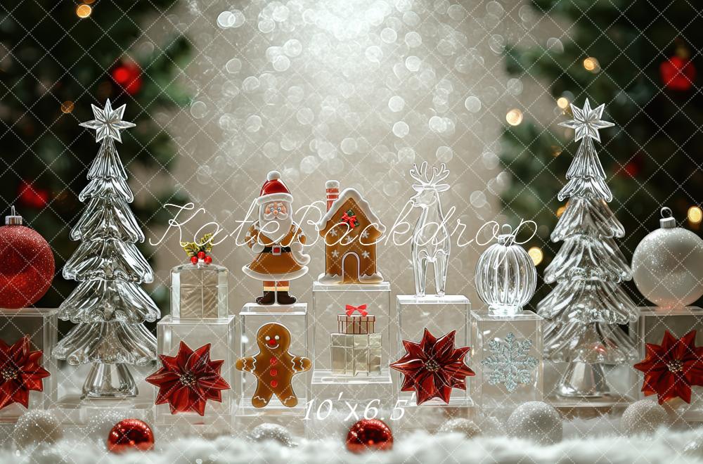 Kate Christmas Glass Trees Gingerbread Bokeh Backdrop Designed by Mini MakeBelieve - Kate Backdrop AU