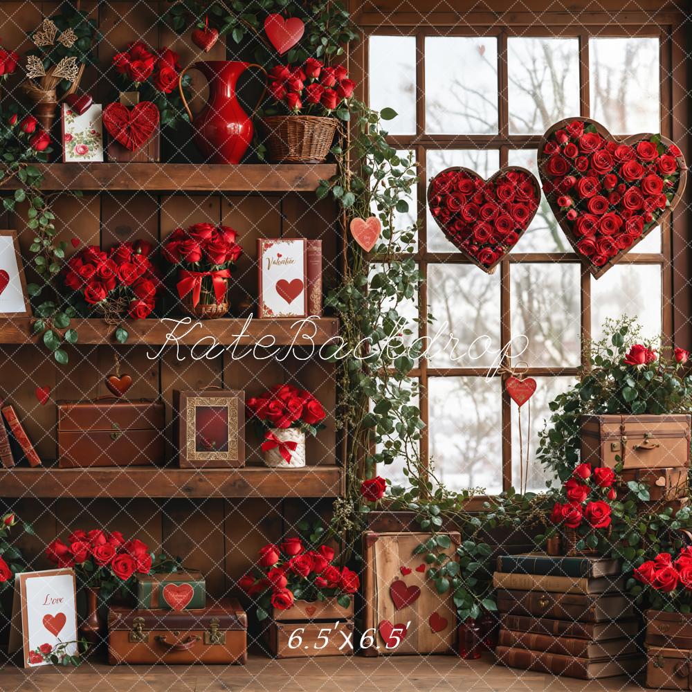 Kate Valentines Red Roses Heart Backdrop Designed by GQ - Kate Backdrop AU