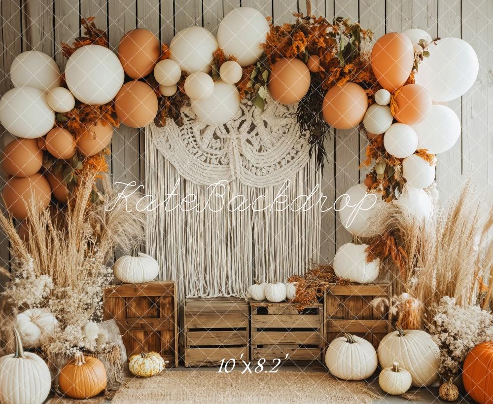 Kate Fall Pumpkin Balloon Macrame Boho Backdrop Designed by Patty Roberts