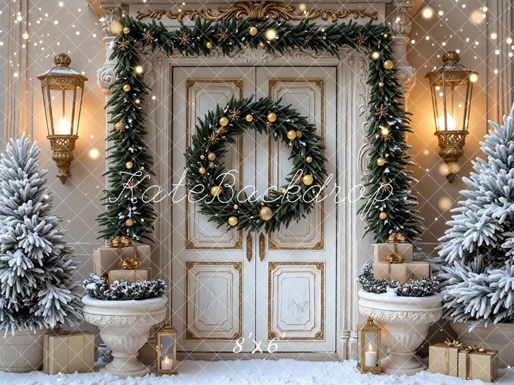 Kate Christmas Snowy Trees Wreath Backdrop Designed by Mini MakeBelieve