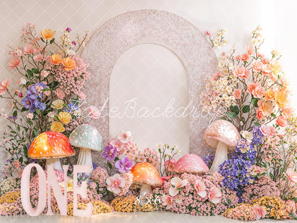 Kate 1st Birthday Mushrooms Backdrop Designed by Emetselch - Kate Backdrop AU