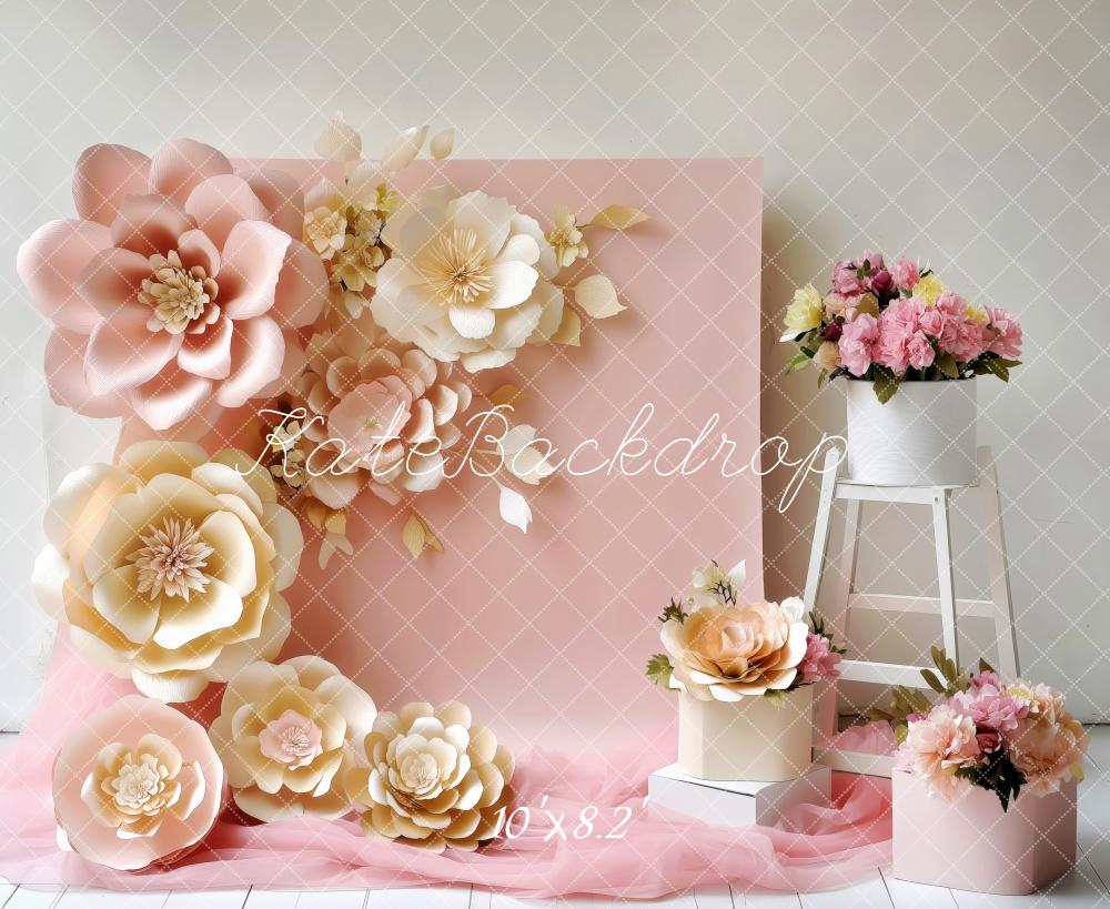 Kate Pink Paper Flowers Flower Backdrop Designed by Patty Roberts - Kate Backdrop AU
