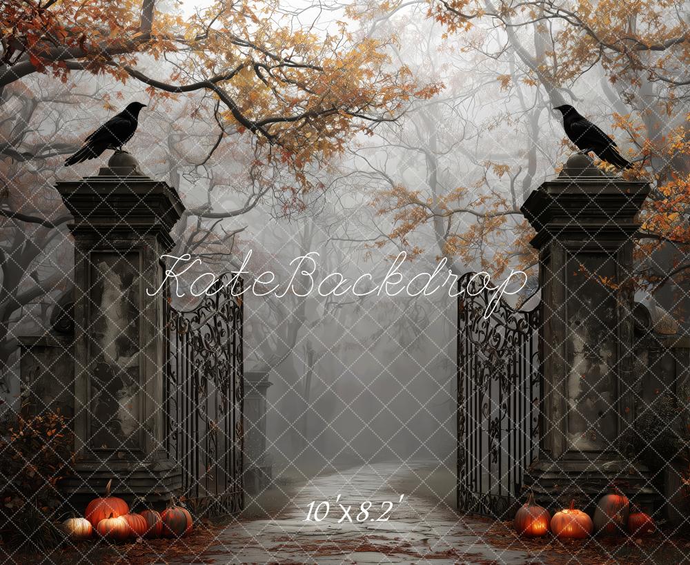 Kate Halloween Iron Gate Pumpkins Backdrop Designed by Patty Roberts