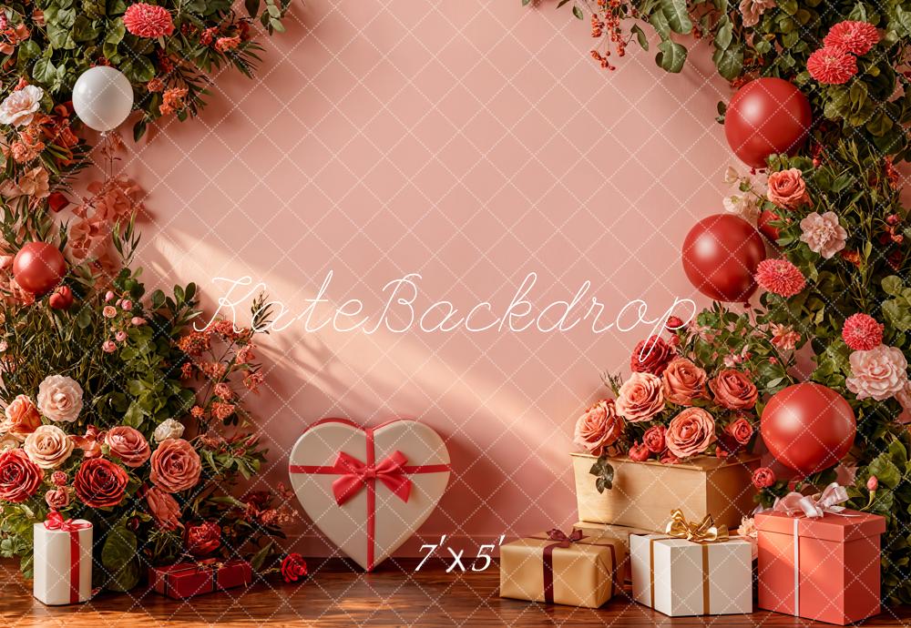 Kate Valentines Flowers Balloons Gift Backdrop Designed by Emetselch