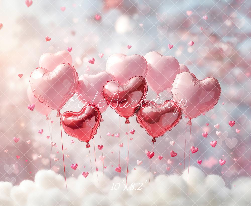 Kate Heart Balloons Pink Cloud Backdrop Designed by Chain - Kate Backdrop AU