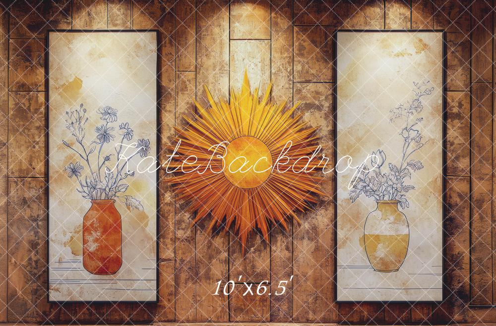 Kate Sunburst Floral Vase Wood Backdrop Designed by Mini MakeBelieve - Kate Backdrop AU