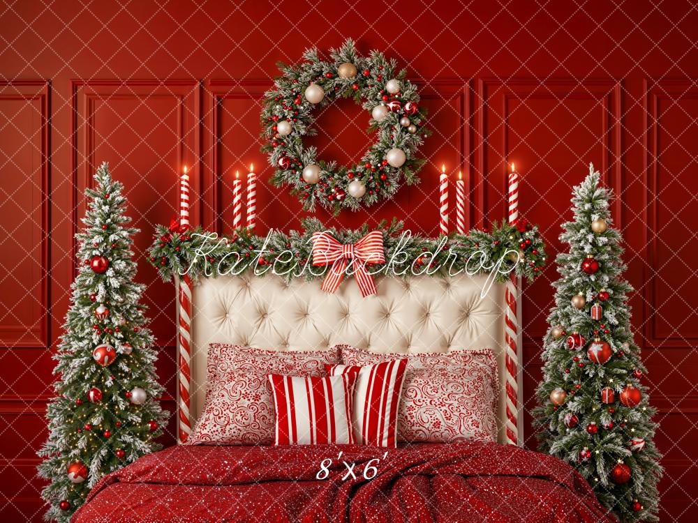 Kate Christmas Bed Wreath Christmas Trees Backdrop Designed by Emetselch - Kate Backdrop AU