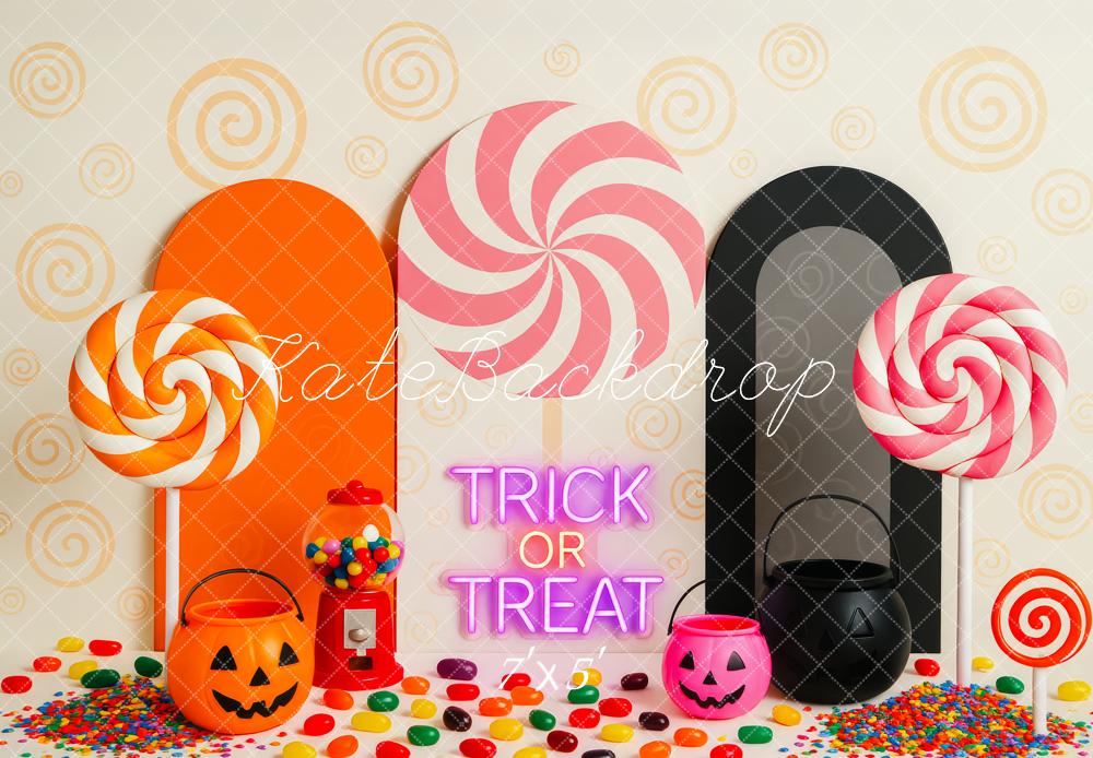 Kate Halloween Lollipops Candy Pumpkins Backdrop Designed by Patty Roberts - Kate Backdrop AU