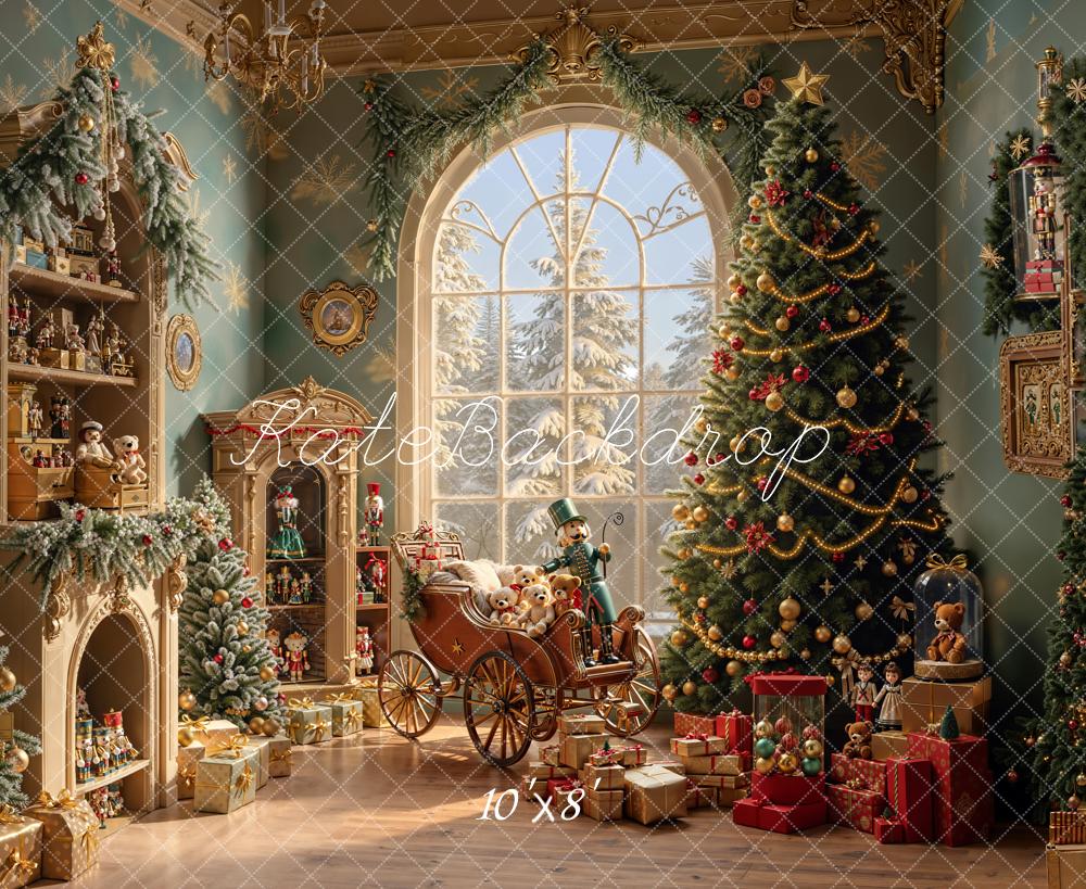 Kate Christmas Room Nutcracker Tree Fleece Backdrop Designed by Emetselch - Kate Backdrop AU