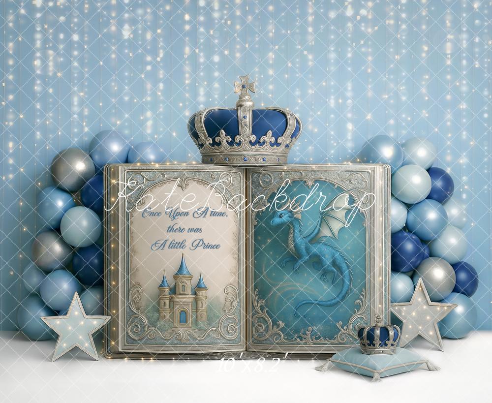 Kate Blue Dragon Crown Stars Book Backdrop Designed by Ashley Paul - Kate Backdrop AU