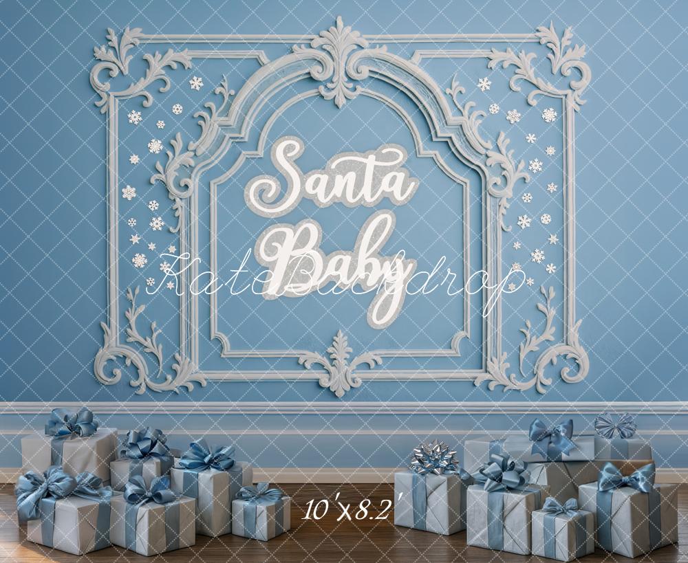 Kate Christmas Blue Wall Backdrop Designed by Mini MakeBelieve