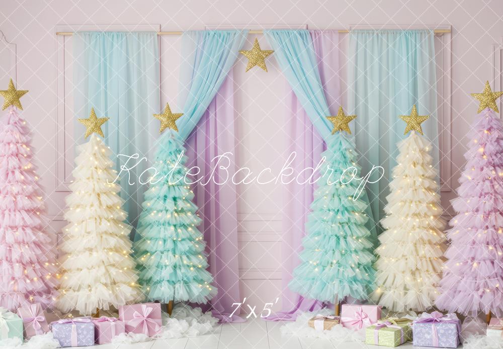 Kate Christmas Trees Presents Curtains Backdrop Designed by Patty Roberts