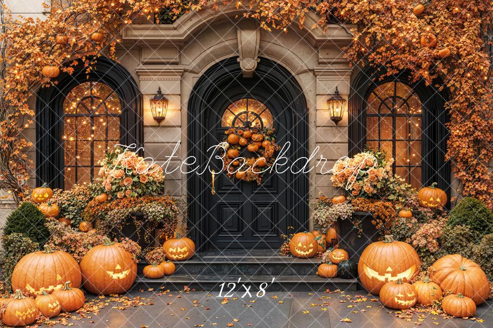 Kate Halloween Pumpkin Autumn Fleece Backdrop Designed by Emetselch - Kate Backdrop AU