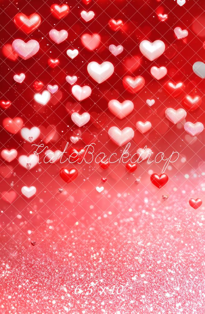 Kate Red Hearts Glitter Bokeh Backdrop Designed by Emetselch