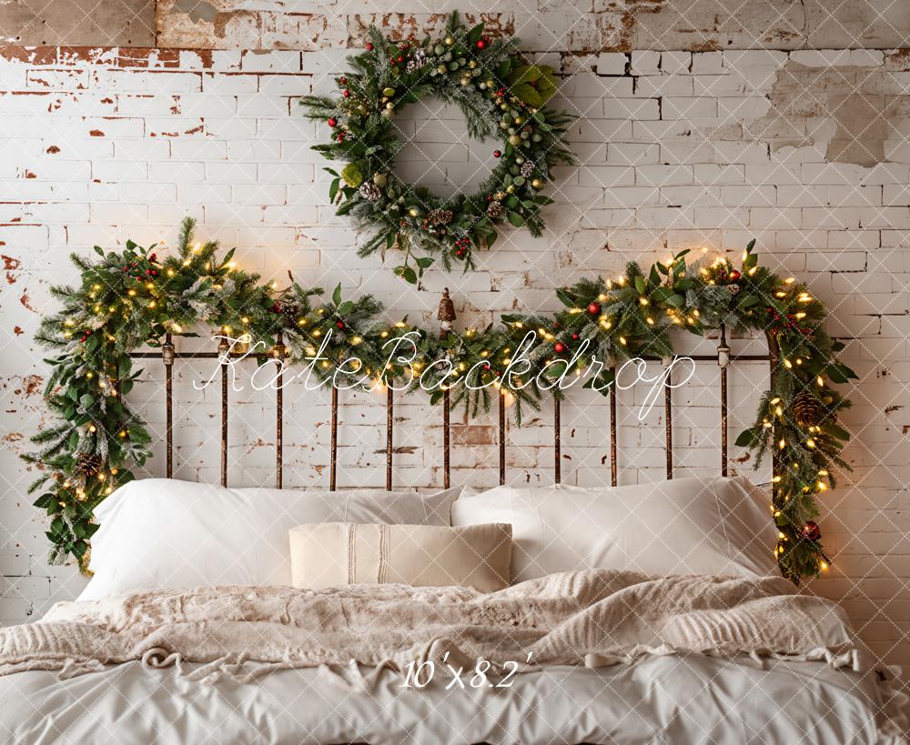 Kate Christmas Headboard Brick Wall Backdrop Designed by Emetselch - Kate Backdrop AU