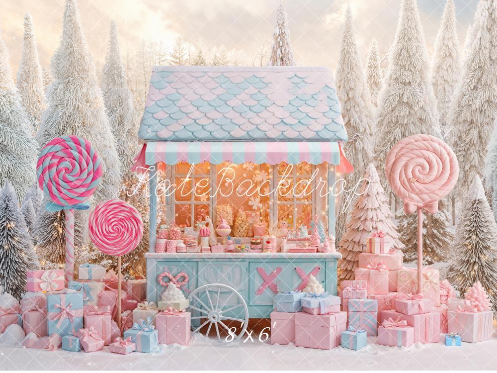 Kate Winter Lollipops Gift Forest Backdrop Designed by Emetselch