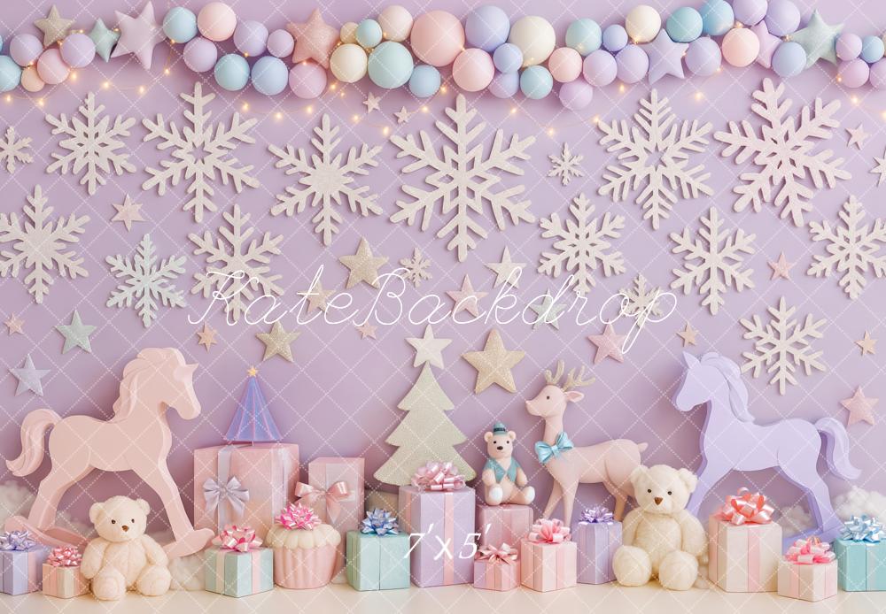Kate Christmas Snowflakes Toys Gifts Backdrop Designed by Patty Roberts