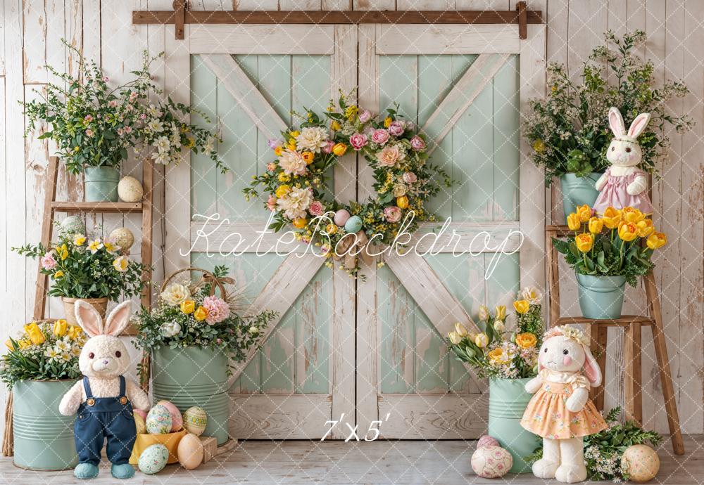 Kate Easter Bunny Flowers Eggs Barn Doors Backdrop Designed by Chain