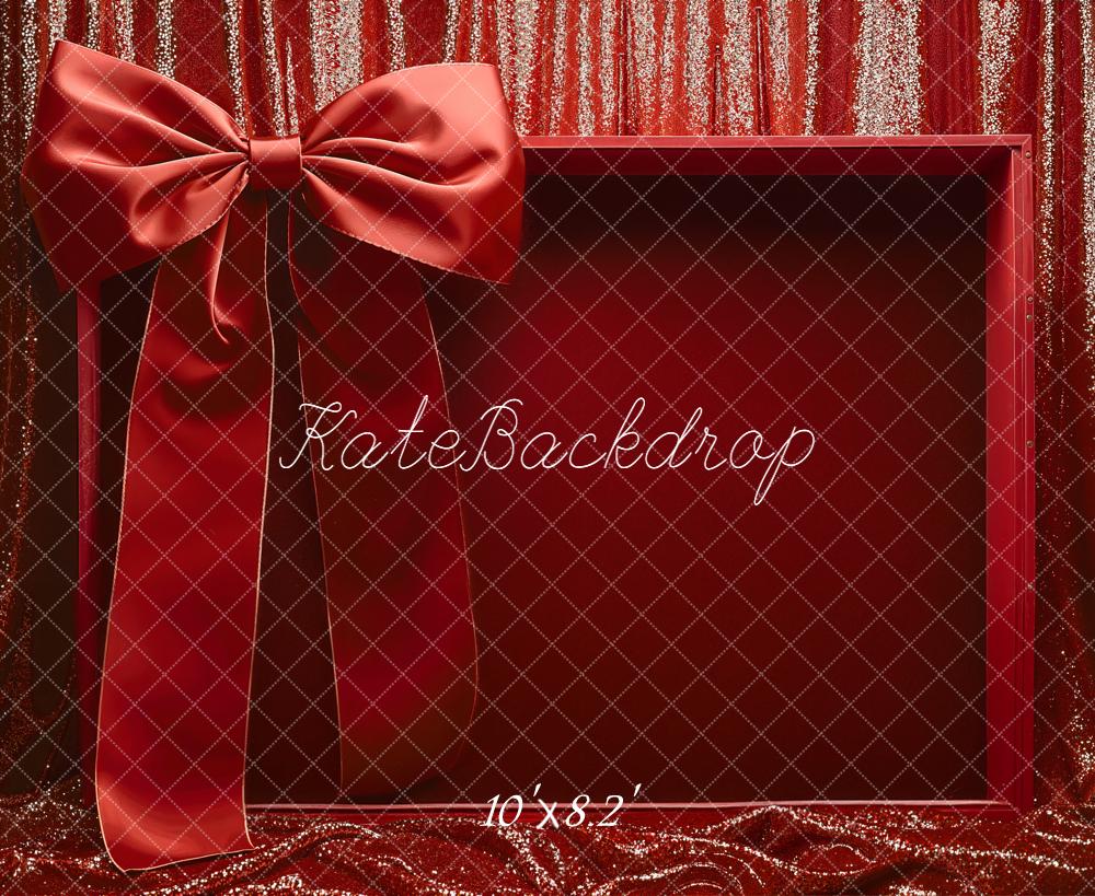 Kate Red Gift Box Large Bow Fleece Backdrop Designed by Emetselch