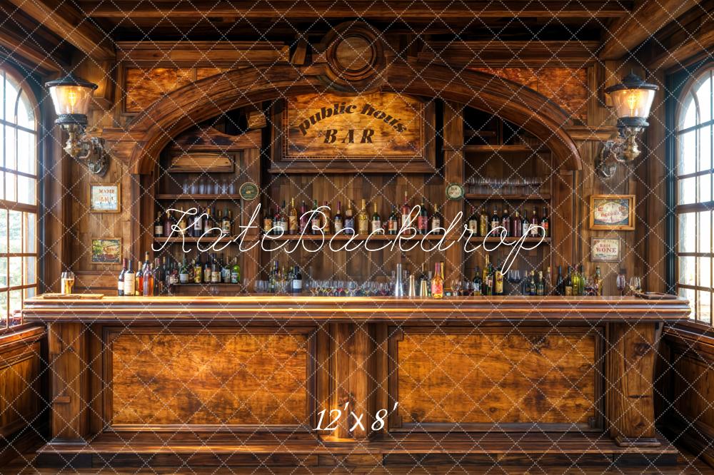 AUSALE Kate Vintage Pub Bar Counter Wood Backdrop Designed by Emetselch