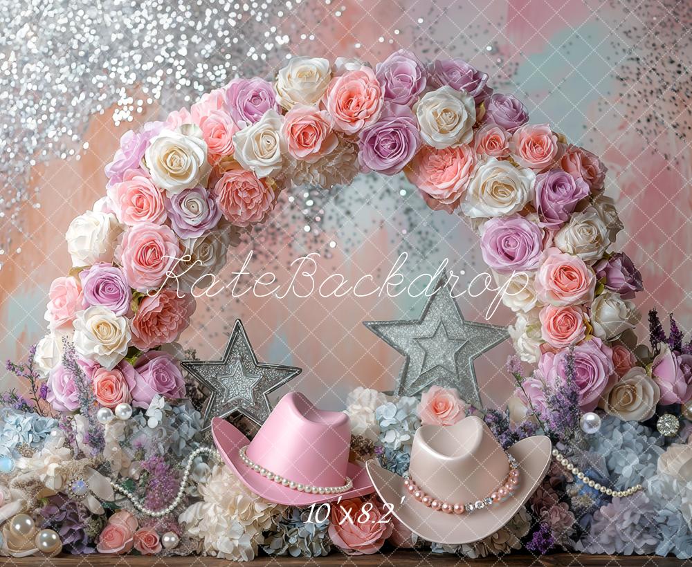 Kate Flower Arch Glitter Hats Backdrop Designed by Mini MakeBelieve - Kate Backdrop AU