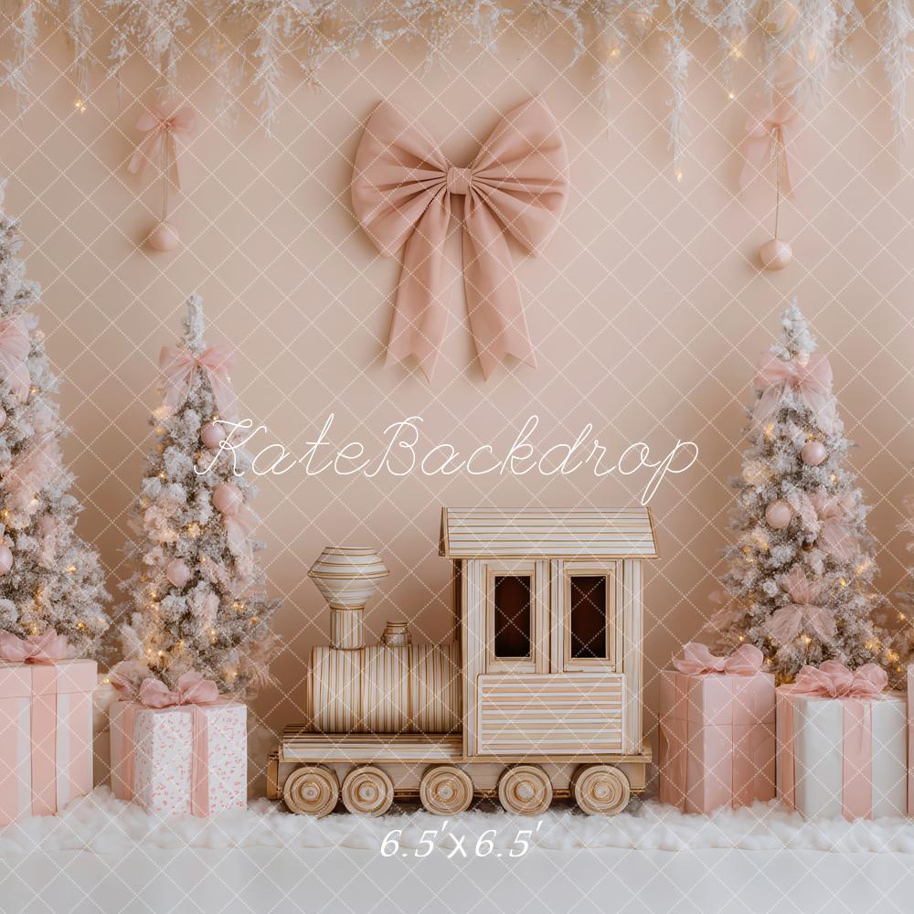 Kate Train Christmas Trees Pink Gifts Backdrop Designed by Patty Roberts