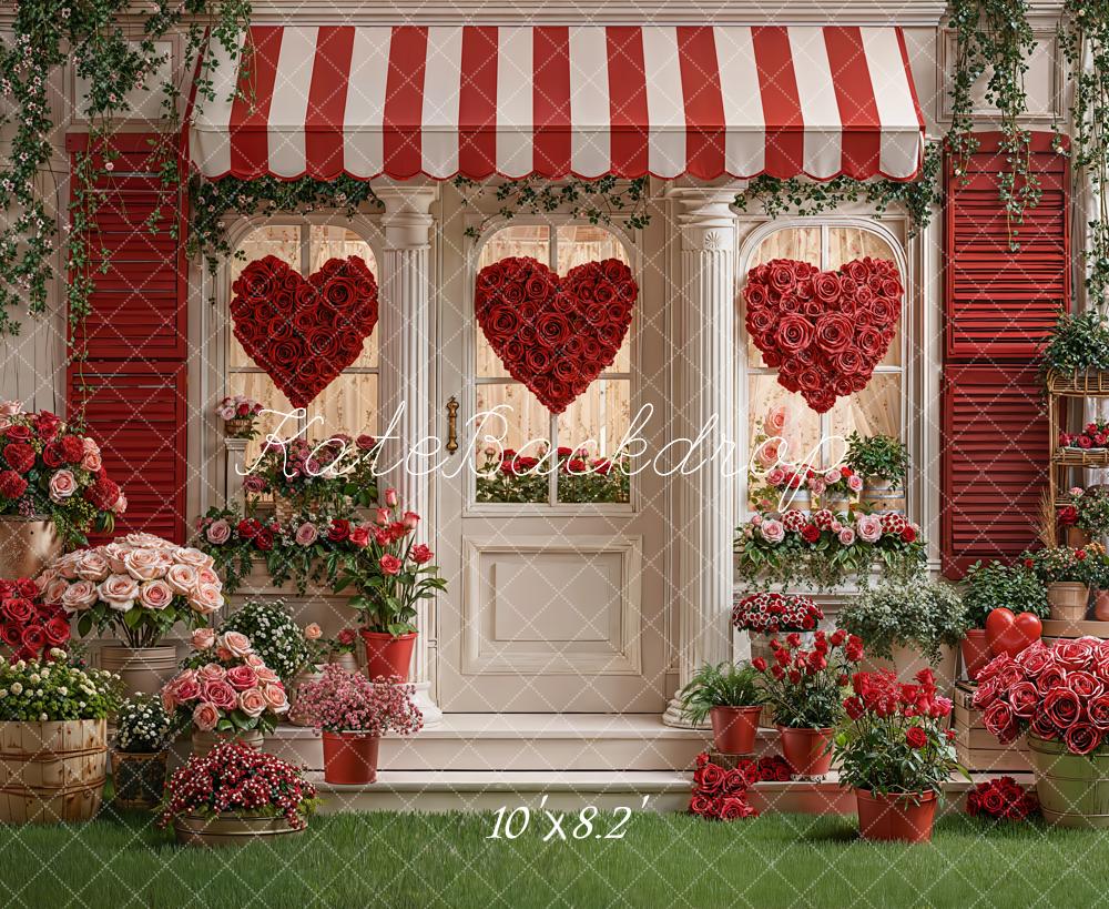 Kate Heart Roses Flower Shop Fleece Backdrop Designed by Emetselch