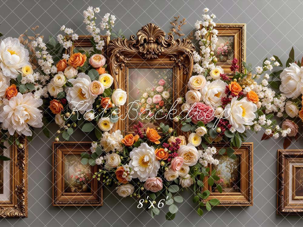 Kate Flower Ornate Frames Floral Backdrop Designed by Mini MakeBelieve